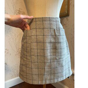 ASOS DESIGN wool grey plaid mini skirt